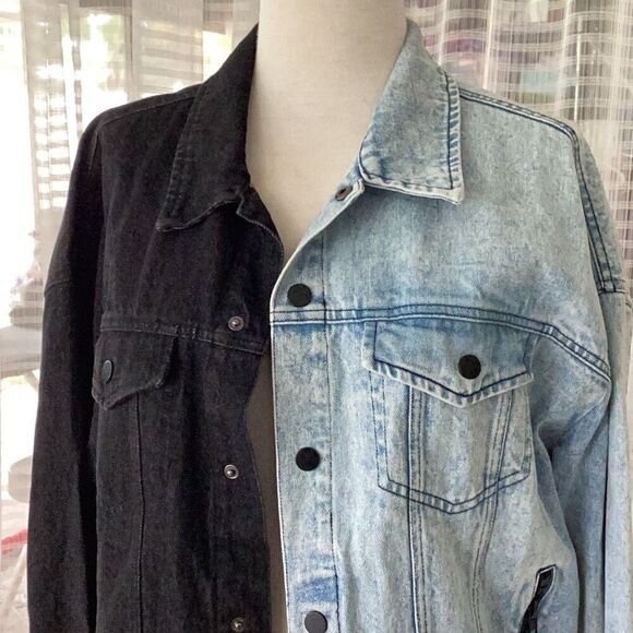 True IMG Two Tone Denim Truck Jacket Women’s Small Jean & Black - Picture 6 of 12